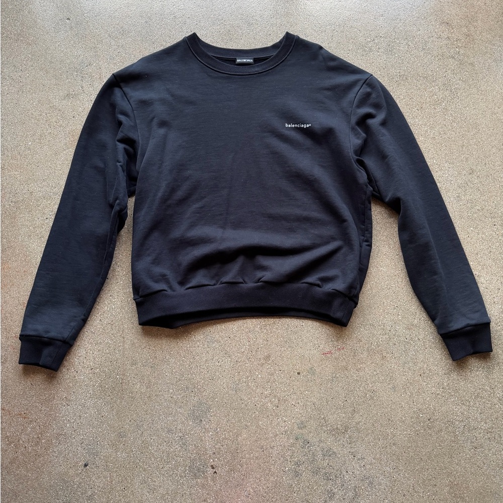 Balenciaga Black Crewneck Sweatshirt with Subtle Logo